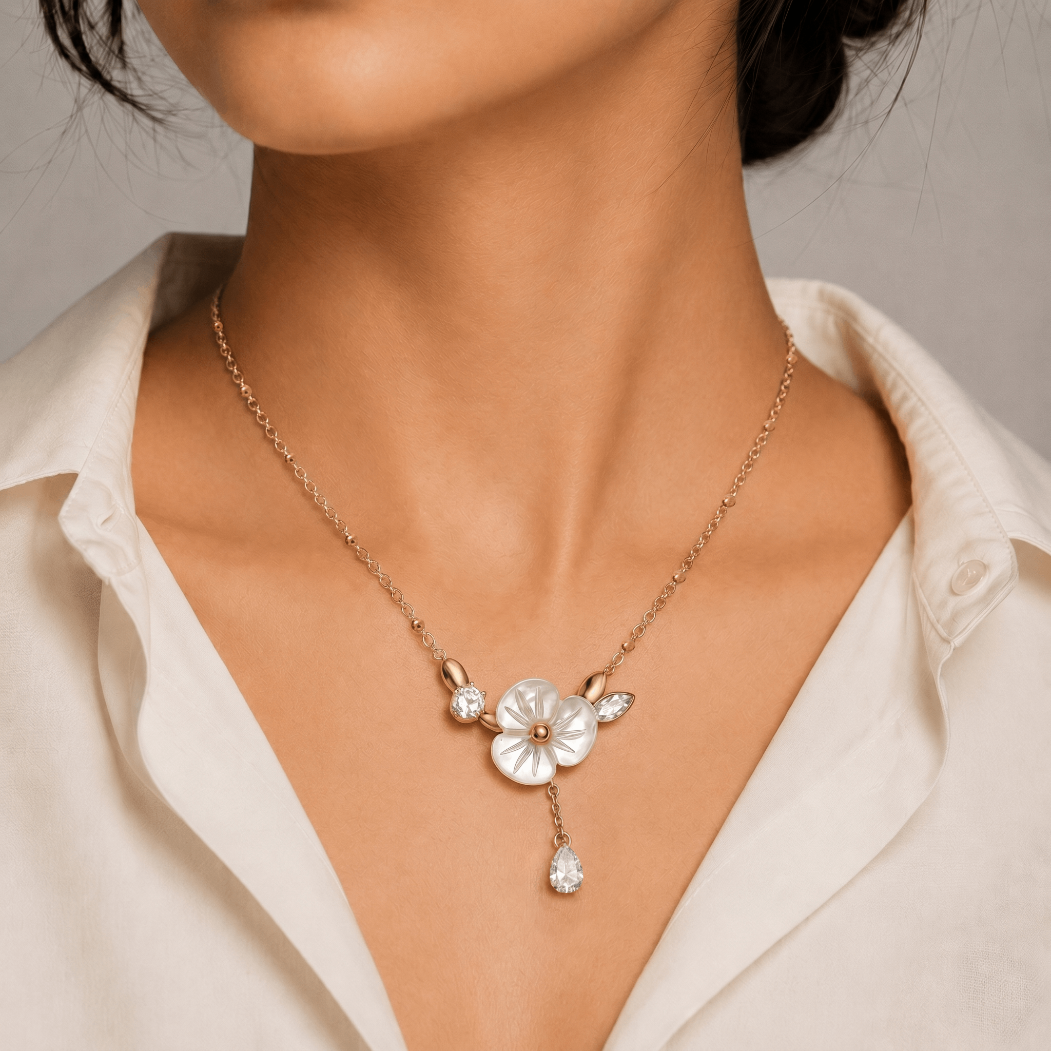 WHITE FLORAL PENDANT